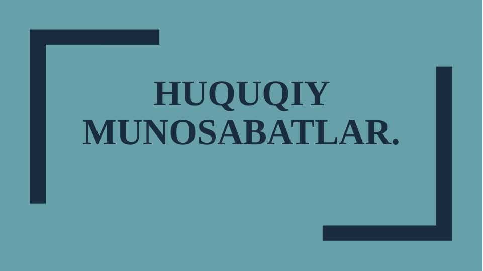 Huquqiy munosabatlar