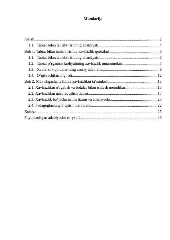 Tarbiyalanuvchilarni tabiat bilan tanishtirish
