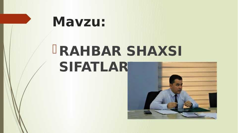 RAHBAR SHAXSI SIFATLARI