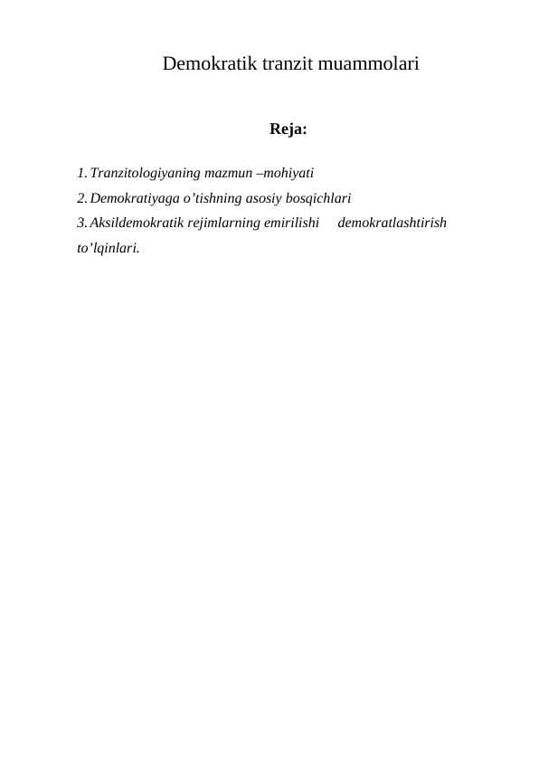Demokratik tranzit muammolari