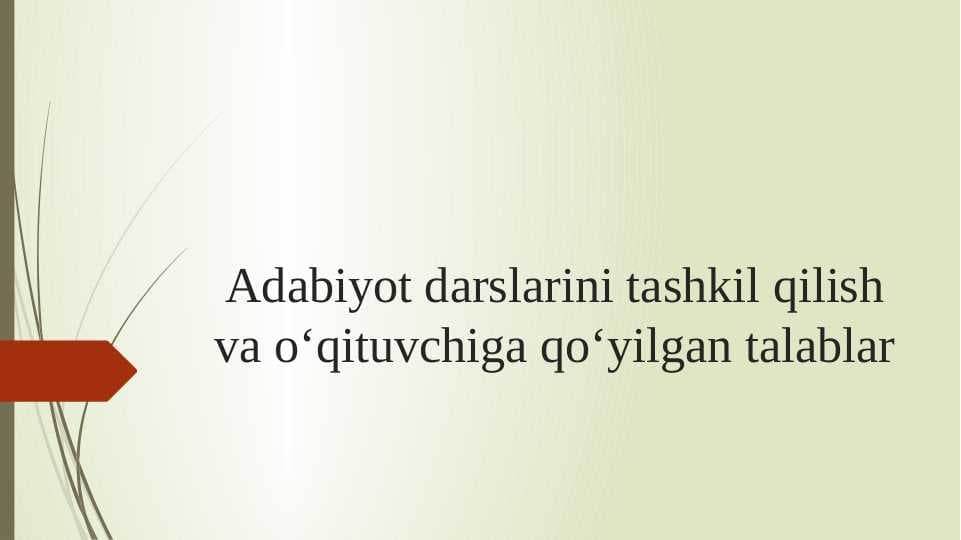 Adabiyot darslarini tashkil qilish va o‘qituvchiga qo‘yilgan talablar