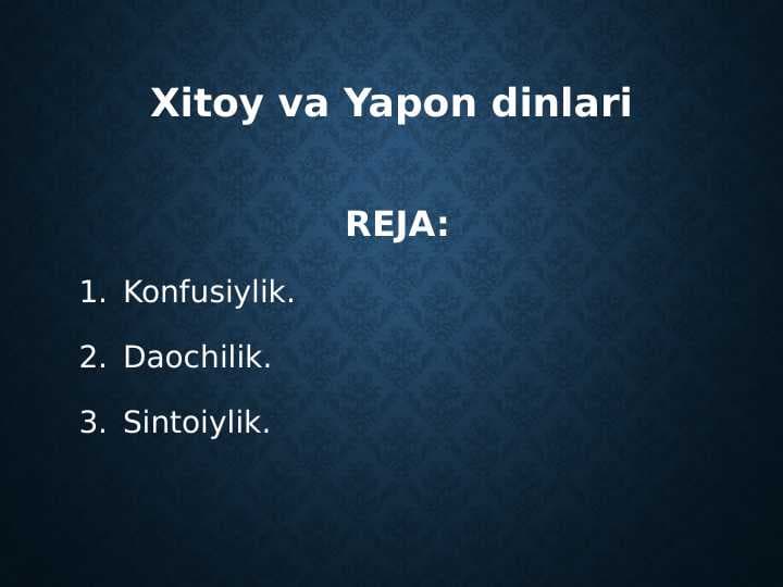 Xitoy va Yapon dinlari