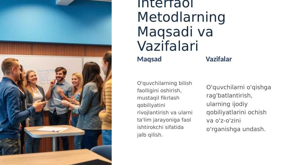 Interfaol Metodlarning Maqsadi va Vazifalari