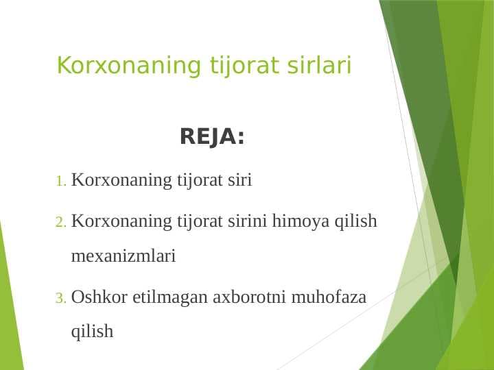 Korxonaning tijorat sirlari