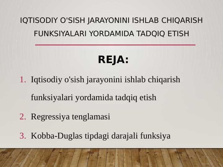 iqtisodiy o'sish jarayonini ishlab chiqarish funksiyalari yordamida tadqiq etish