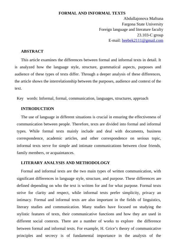 Formal and informal texts