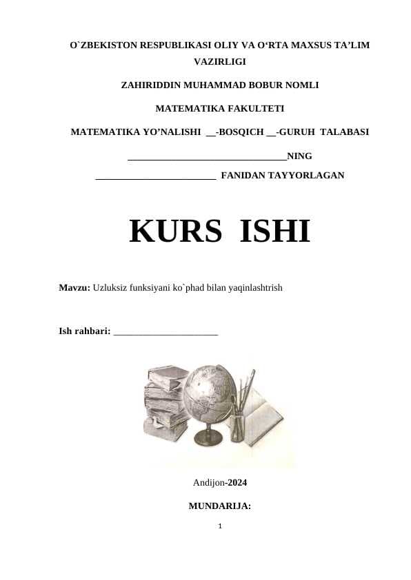 Uzluksiz funksiyani ko`phad bilan yaqinlashtrish.docx
