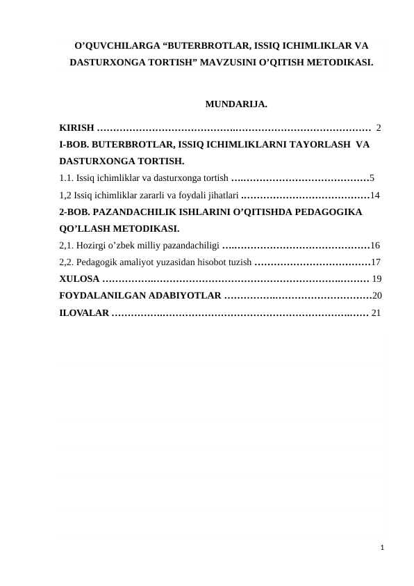Buterbrotlar, issiq ichimliklar