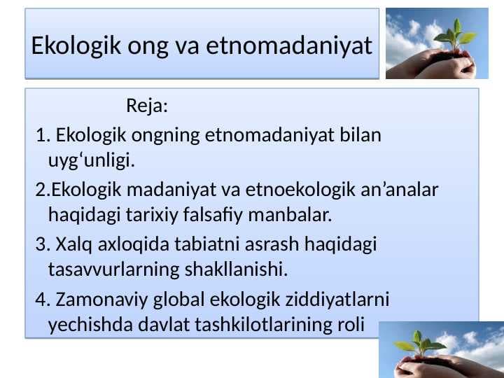 Ekologik ong va etnomadaniyat