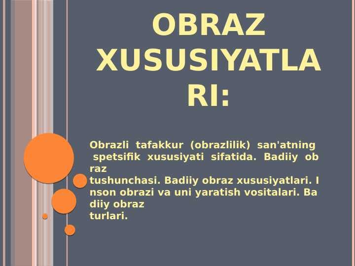 Badiiy obraz xususiyatlari
