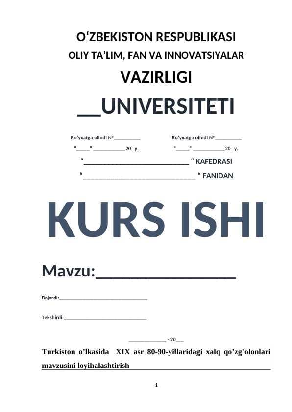 Turkiston o’lkasida  XIX asr 80-90-yillaridagi xalq qo’zg’olonlari mavzusini loyihalashtirish