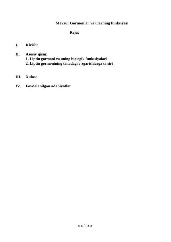 Gormonlar va ularning funksiyasi