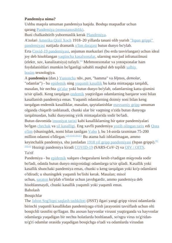Pandemiya nima?