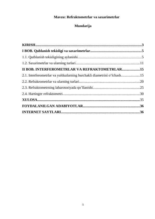 Refraktometrlar va saxarimetrlar
