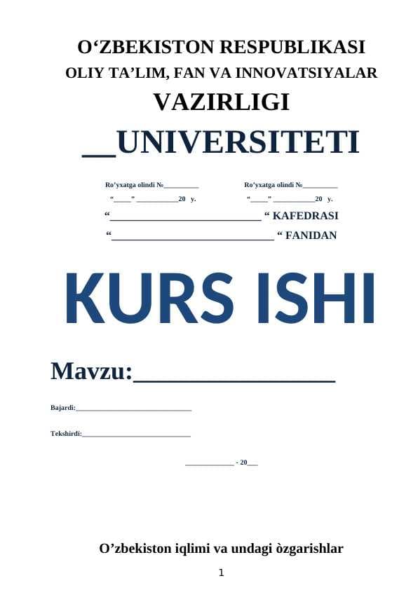 O’zbekiston iqlimi va undagi òzgarishlar