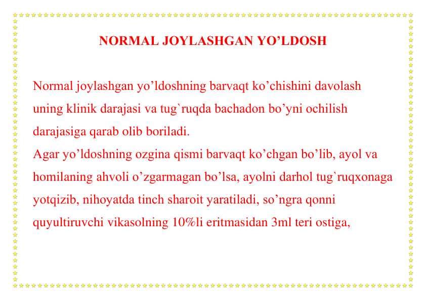 NORMAL JOYLASHGAN YO’LDOSH
