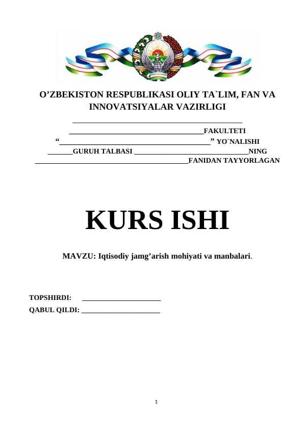 Iqtisodiy jamg’arish mohiyati va manbalari