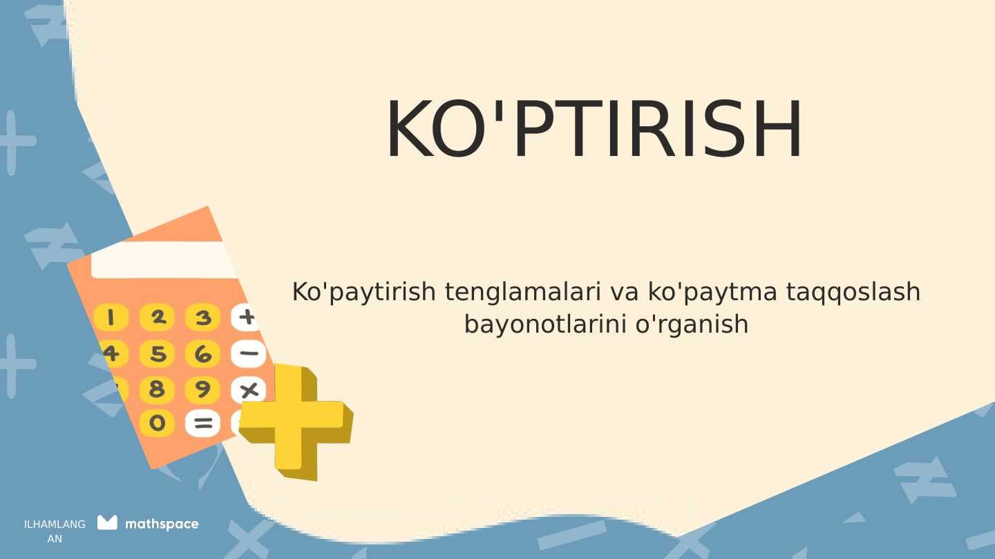 Sonlarni Ko'paytirish