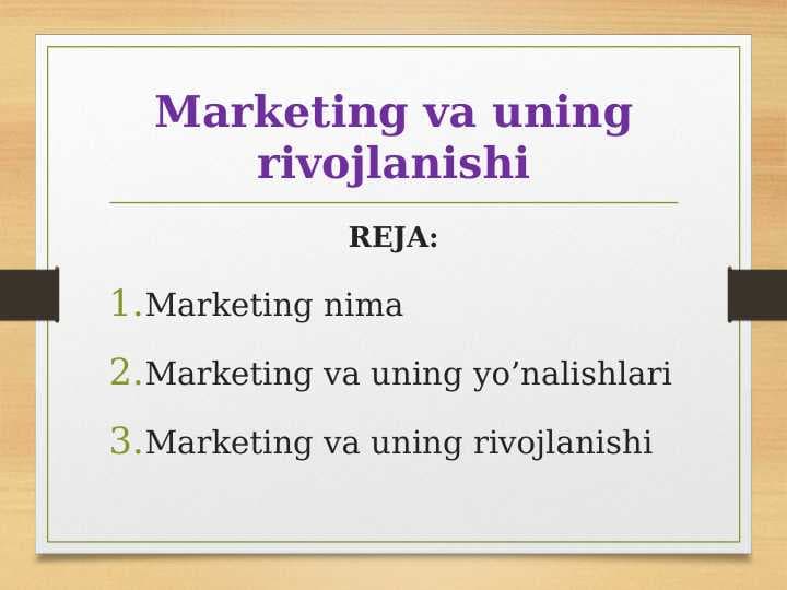 Marketing va uning rivojlanishi