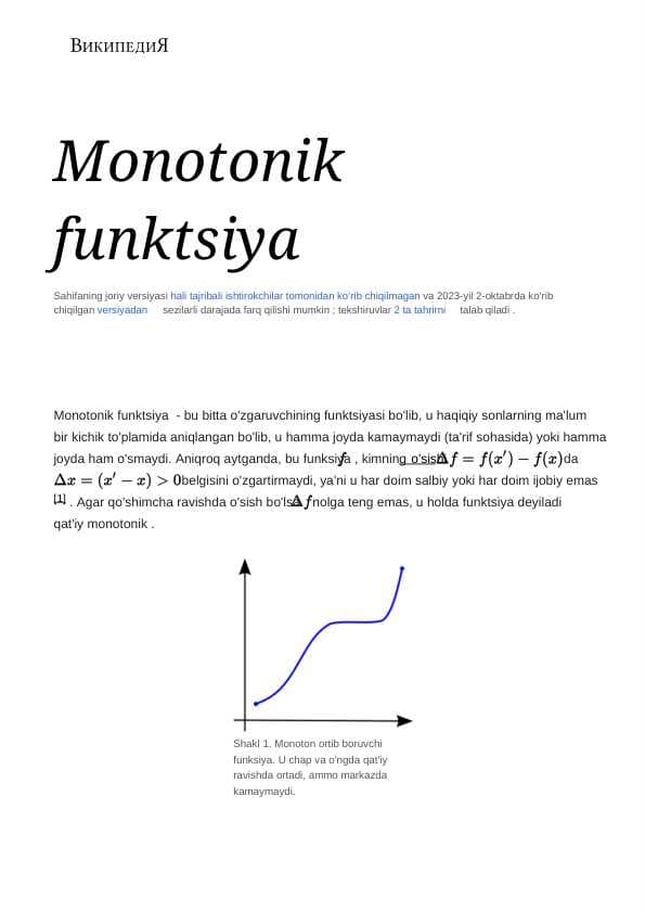Monotonik funktsiya