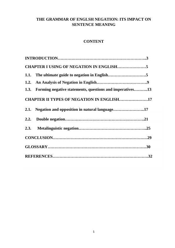 THE GRAMMAR OF ENGLSH NEGATION ITS IMPACT ON SENTENCE MEANING COURSE PAPER.docx