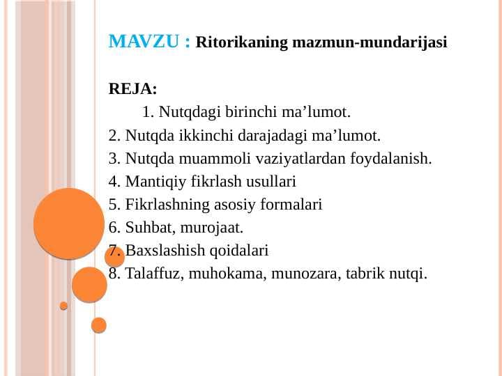Ritorikaning mazmun-mundarijasi