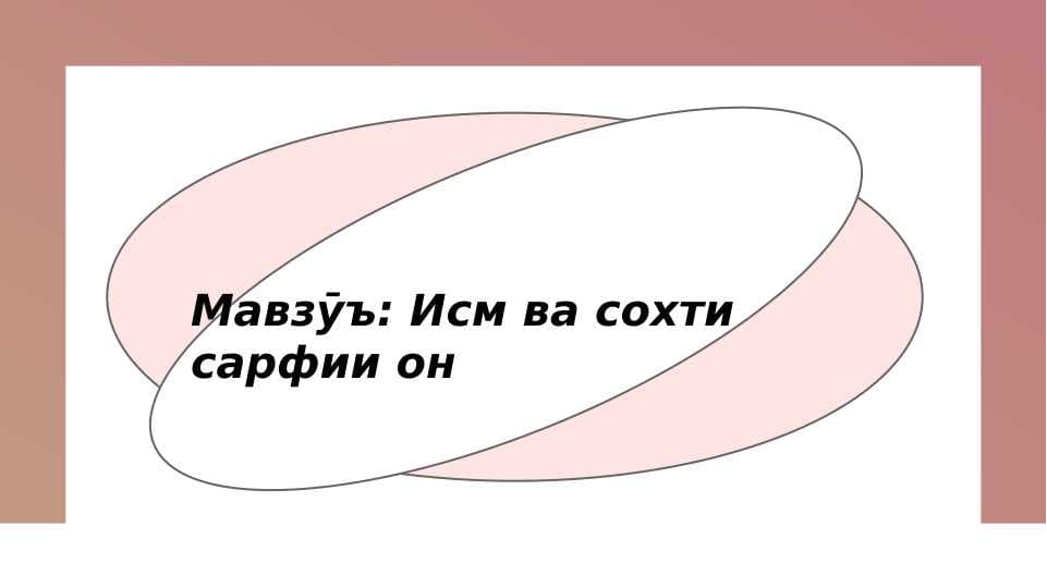 Исм ва сохти сарфии он