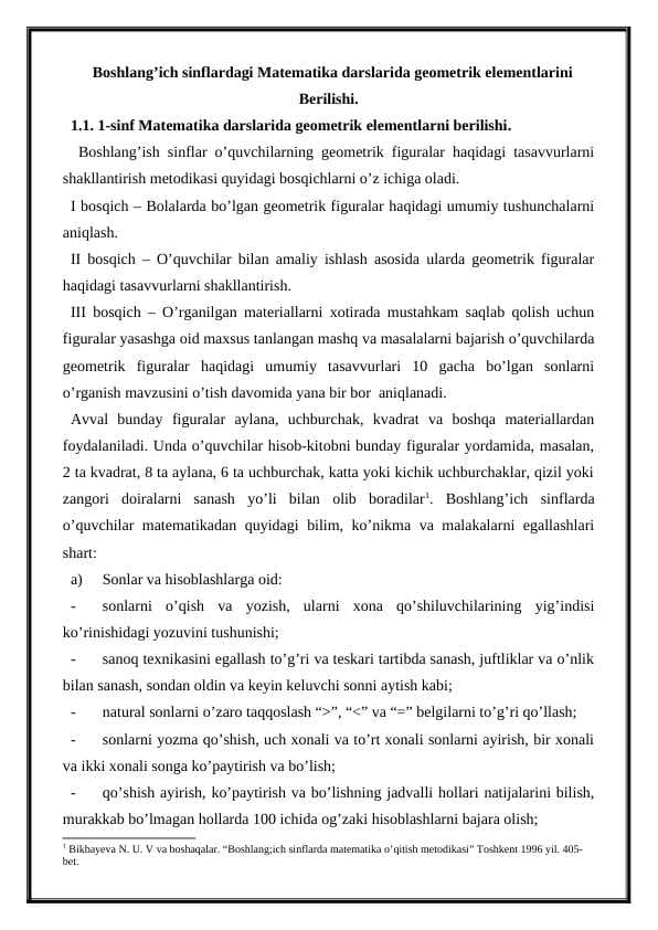 boshlang‘ich  sinf matematikasini o‘qitishda  qo‘llaniladigan  didaktik o‘yinlar