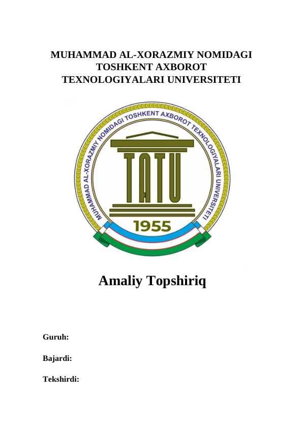 Dinshunoslik Amaliy topshiriq