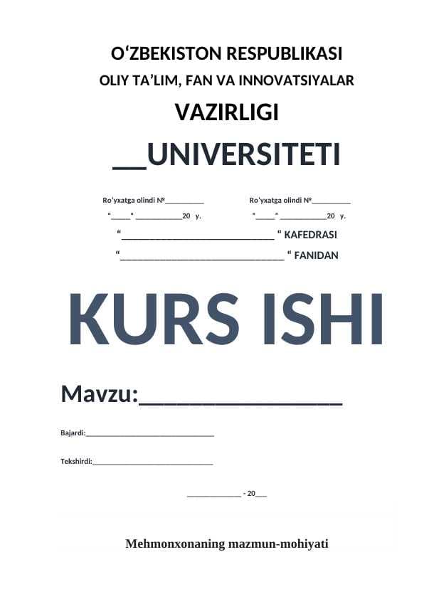Mehmonxonaning mazmun-mohiyati