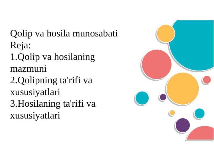 Qolip va hosila munosabati