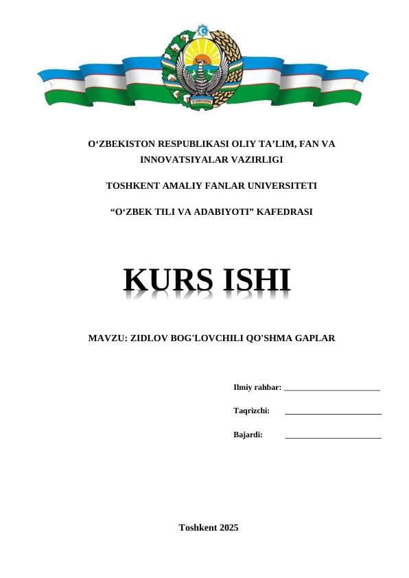 ZIDLOV BOG'LOVCHILI QO'SHMA GAPLAR | KURS ISHI