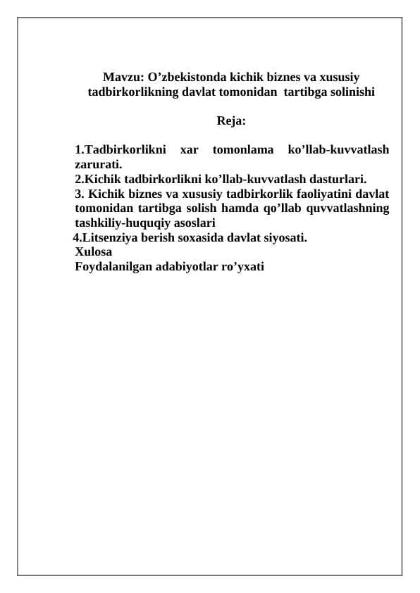 Tadbirkorlik faoliyatining subyektlari