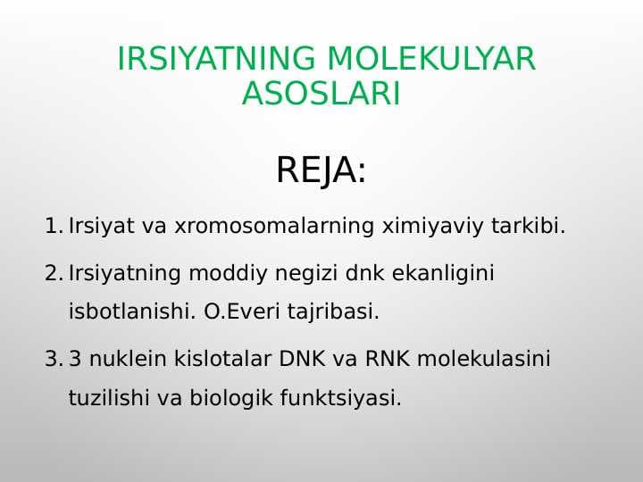 Irsiyatning molekulyar asoslari
