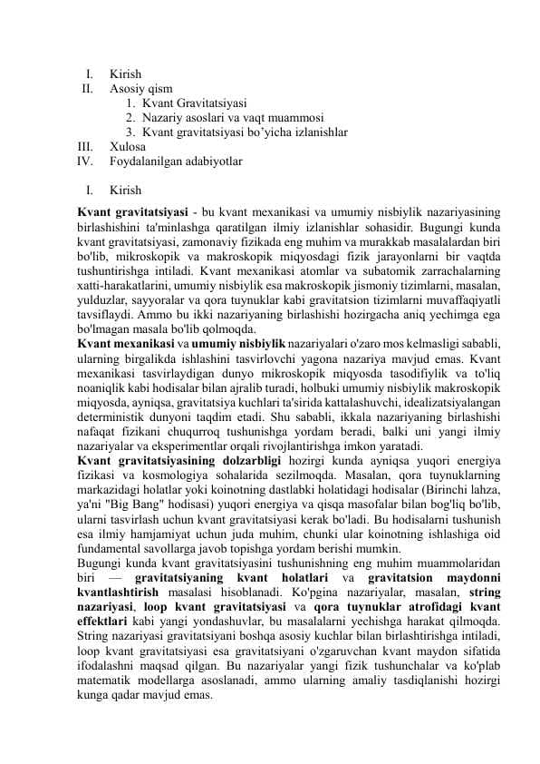 Kvant Gravitatsiyasi 2