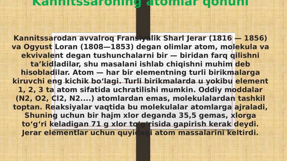 Kannitssaroning atomlar qonuni