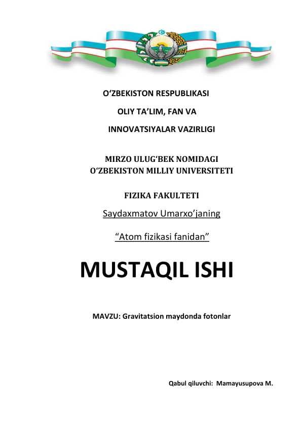 Gravitatsion maydonda fotonlar 2