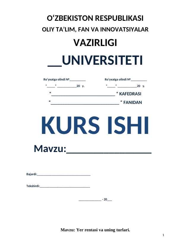Yer rentasi va uning turlari