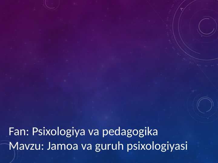 Jamoa va guruh psixologiyasi