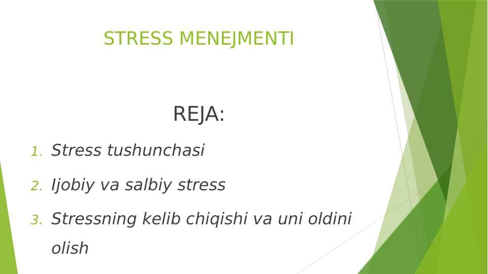 STRESS MENEJMENTI