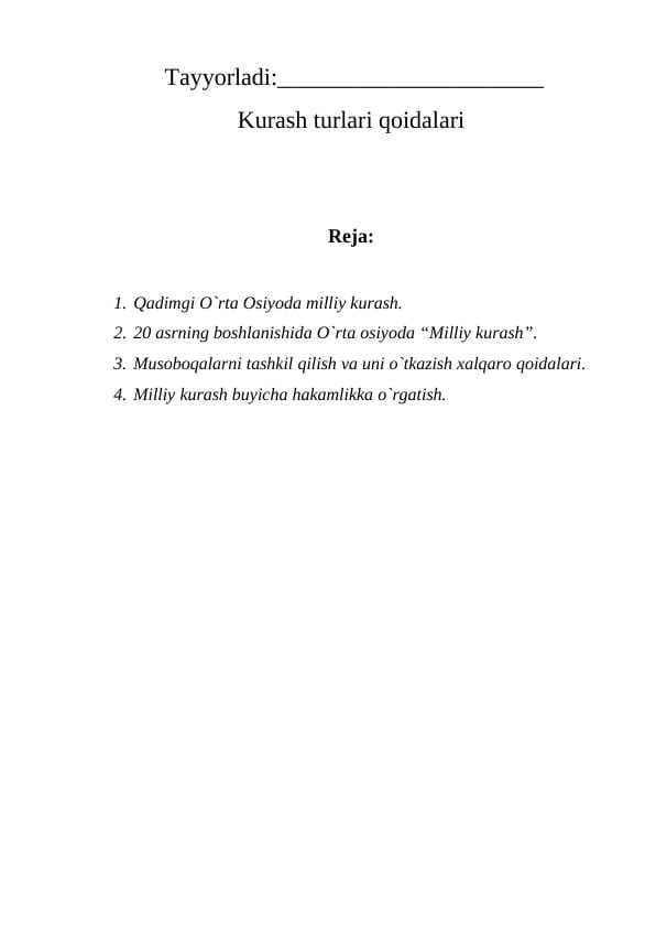 Kurash turlari qoidalari