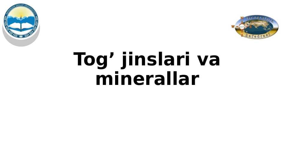 Tog’ jinslari va minerallar
