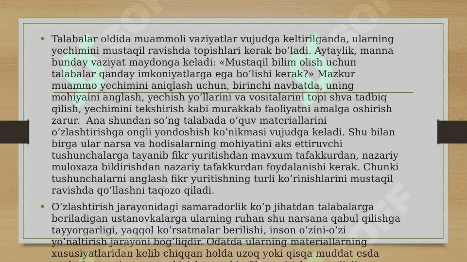 TA'LIM VA TARBIYANING PSIXOLOGIK ASOSLARI
