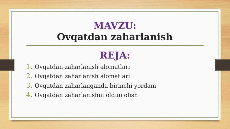 Ovqatdan zaharlanish