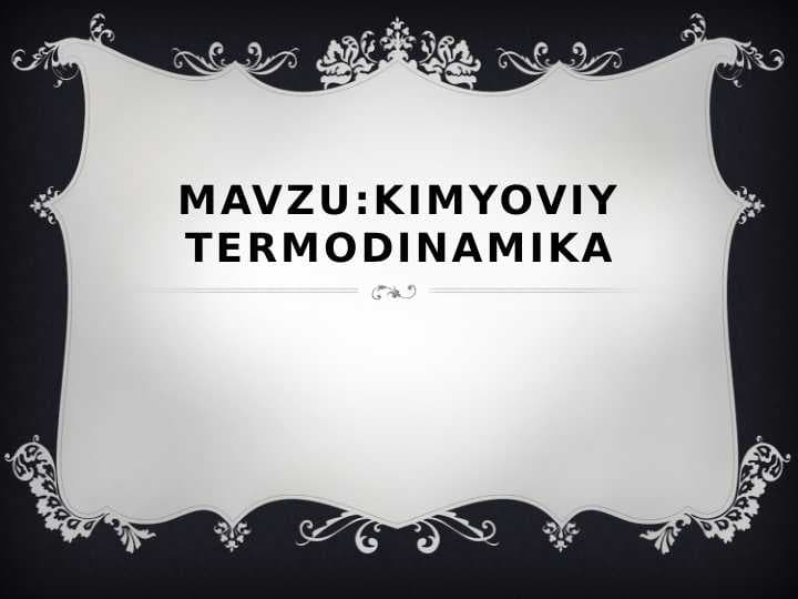 Kimyoviy termodinamika