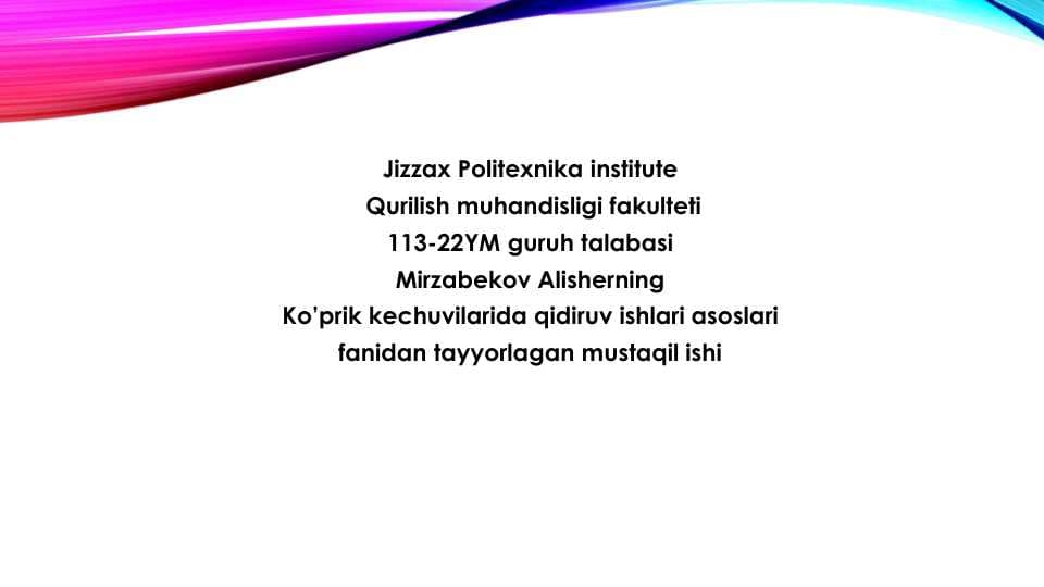 fan yuzasidan taqdimod