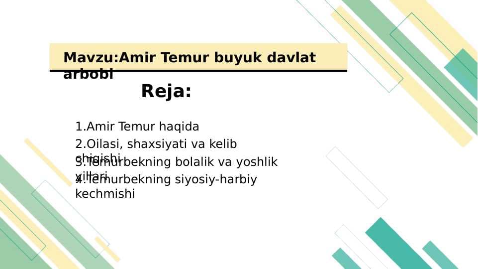 Amir Temur buyuk davlat arbobi