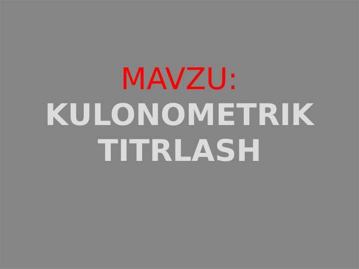 Kulonometrik titrlash