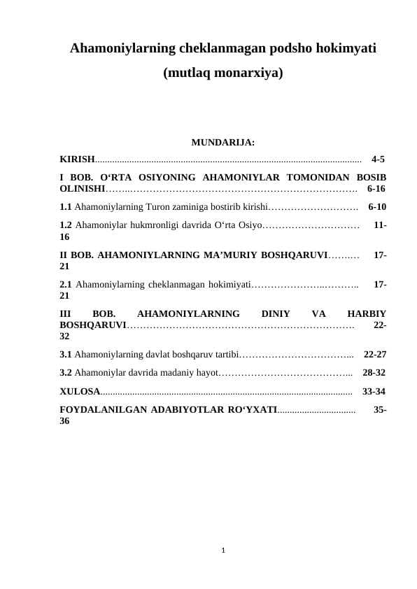 Ahamoniylarning cheklanmagan podsho hokimyati (mutlaq monarxiya)