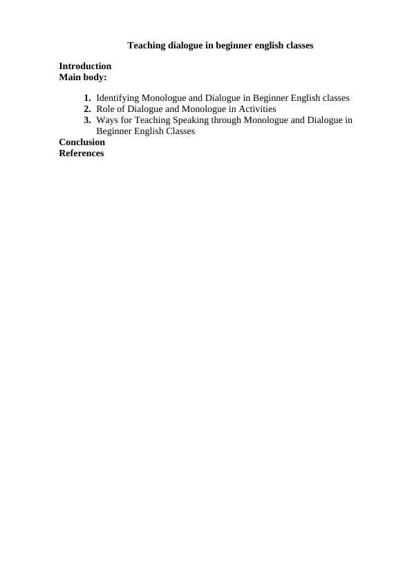 Teaching dialogue in beginner english classes